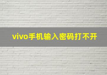 vivo手机输入密码打不开