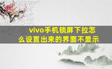 vivo手机锁屏下拉怎么设置出来的界面不显示