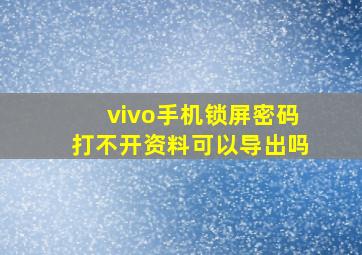 vivo手机锁屏密码打不开资料可以导出吗