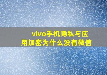 vivo手机隐私与应用加密为什么没有微信