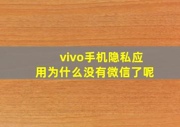 vivo手机隐私应用为什么没有微信了呢