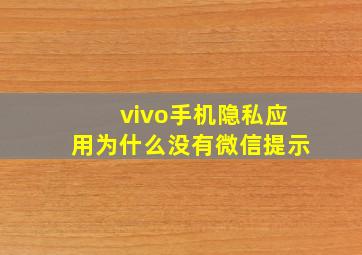 vivo手机隐私应用为什么没有微信提示