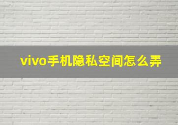 vivo手机隐私空间怎么弄