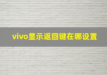 vivo显示返回键在哪设置