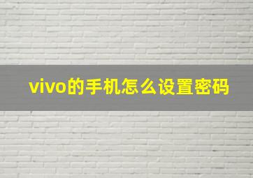 vivo的手机怎么设置密码