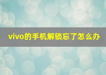 vivo的手机解锁忘了怎么办