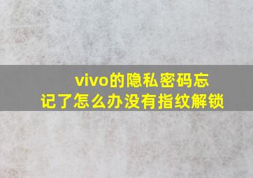 vivo的隐私密码忘记了怎么办没有指纹解锁