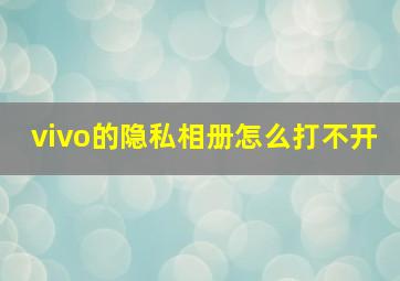 vivo的隐私相册怎么打不开