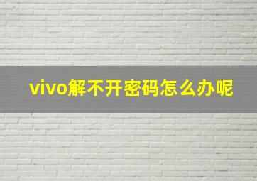 vivo解不开密码怎么办呢