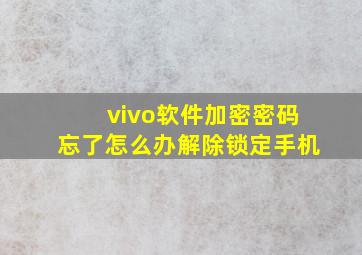 vivo软件加密密码忘了怎么办解除锁定手机