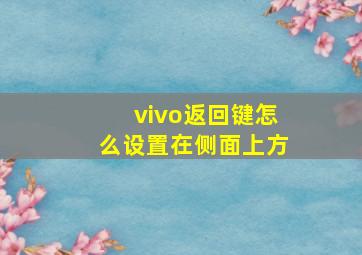 vivo返回键怎么设置在侧面上方