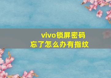 vivo锁屏密码忘了怎么办有指纹