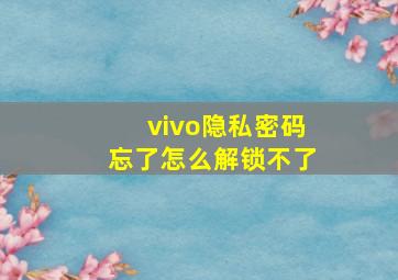 vivo隐私密码忘了怎么解锁不了