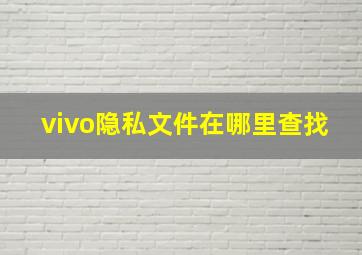 vivo隐私文件在哪里查找