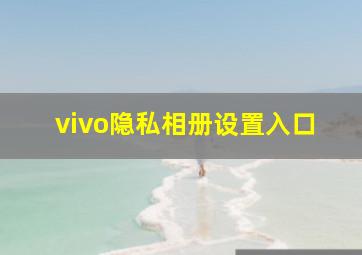 vivo隐私相册设置入口