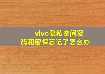 vivo隐私空间密码和密保忘记了怎么办