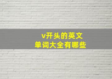 v开头的英文单词大全有哪些