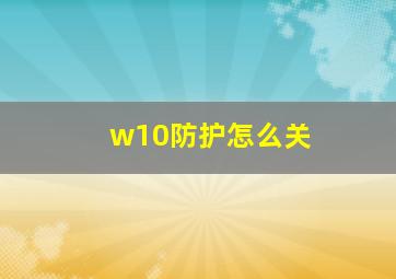 w10防护怎么关