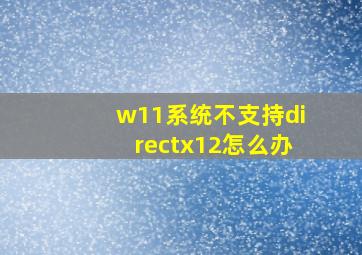 w11系统不支持directx12怎么办