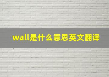 wall是什么意思英文翻译