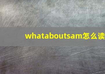 whataboutsam怎么读