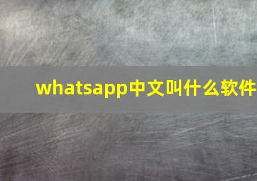 whatsapp中文叫什么软件