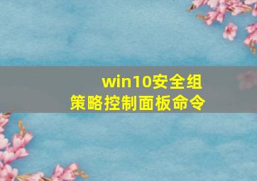 win10安全组策略控制面板命令