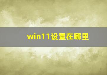 win11设置在哪里