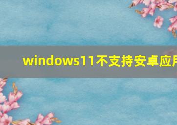 windows11不支持安卓应用