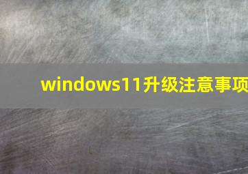 windows11升级注意事项