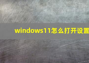 windows11怎么打开设置