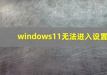 windows11无法进入设置