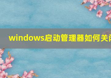 windows启动管理器如何关闭