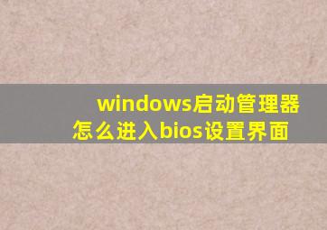 windows启动管理器怎么进入bios设置界面