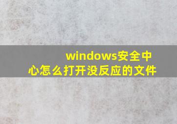 windows安全中心怎么打开没反应的文件