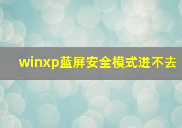 winxp蓝屏安全模式进不去