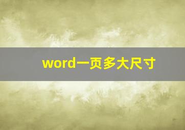 word一页多大尺寸