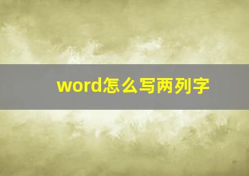 word怎么写两列字