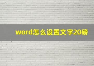 word怎么设置文字20磅