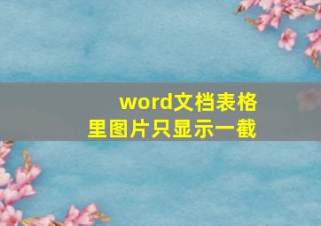 word文档表格里图片只显示一截