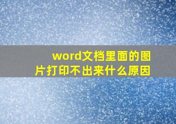 word文档里面的图片打印不出来什么原因