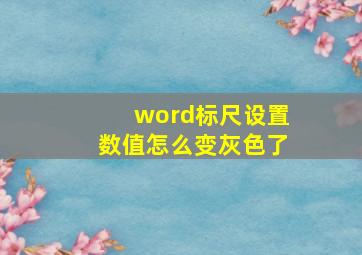 word标尺设置数值怎么变灰色了