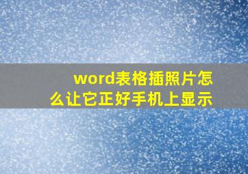 word表格插照片怎么让它正好手机上显示