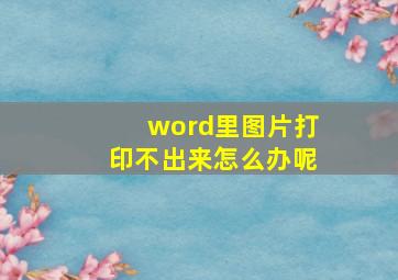 word里图片打印不出来怎么办呢