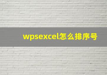 wpsexcel怎么排序号