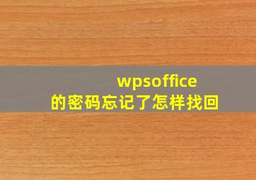 wpsoffice的密码忘记了怎样找回