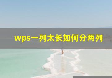 wps一列太长如何分两列