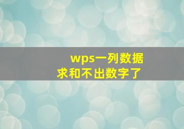 wps一列数据求和不出数字了