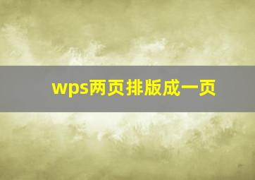 wps两页排版成一页