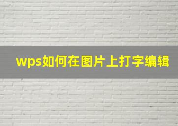 wps如何在图片上打字编辑